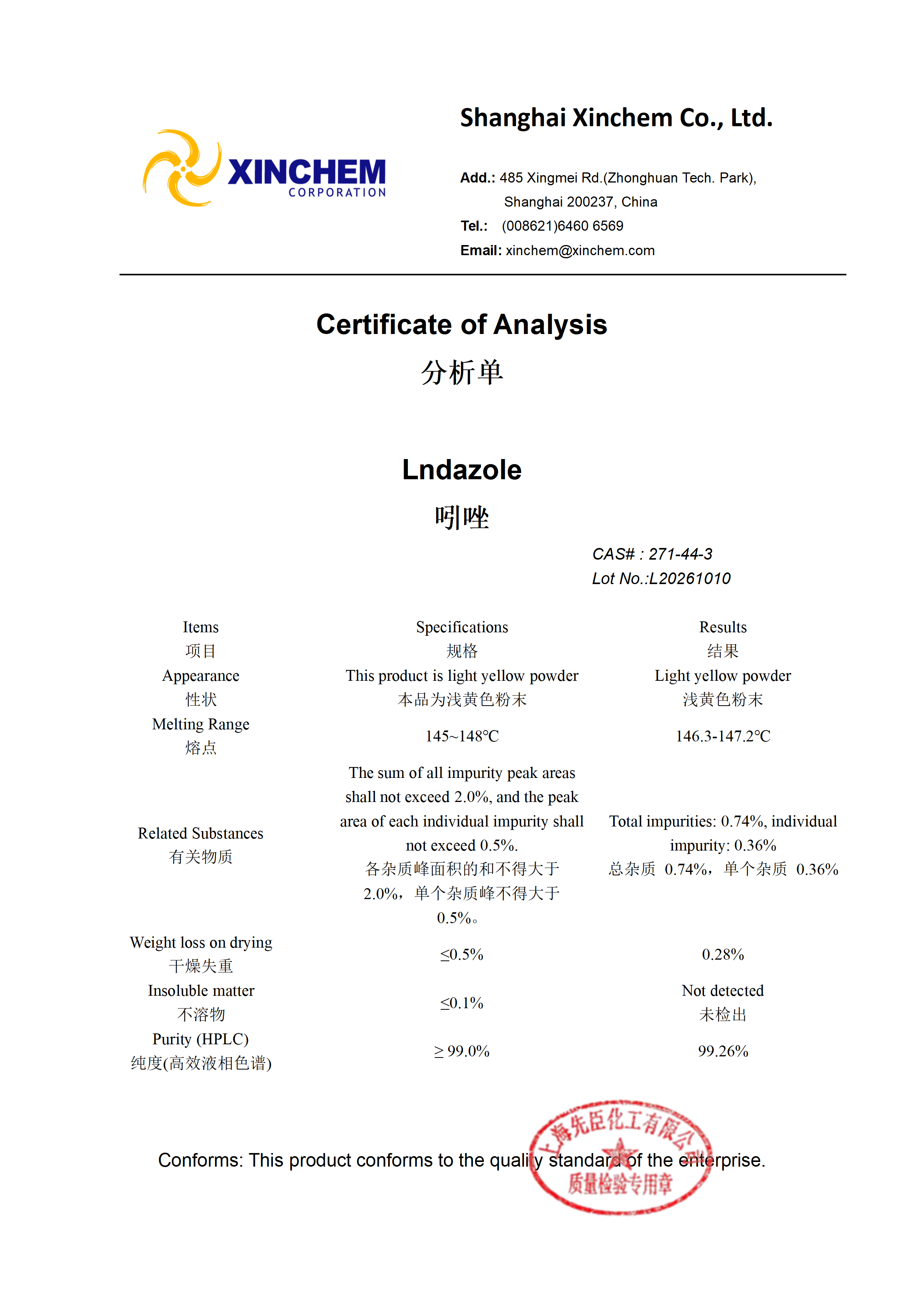 13. Lndazole 271-44-3 COA_01