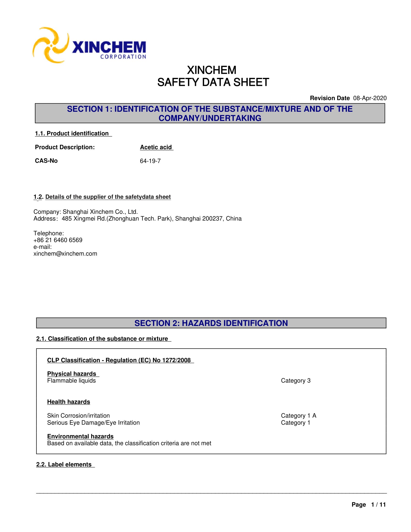6. Acetic acid 64-19-7 MSDS-01