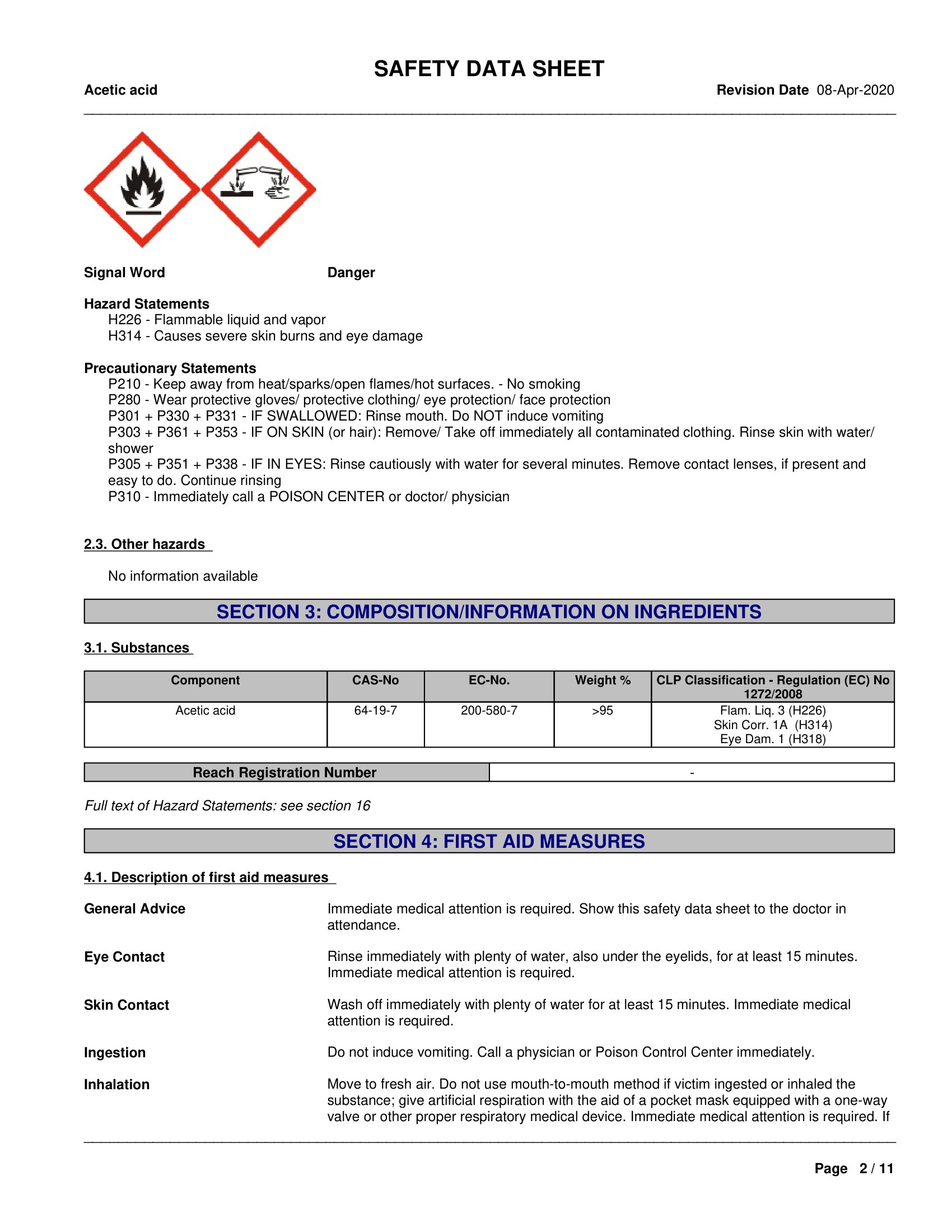 6. Acetic acid 64-19-7 MSDS-02
