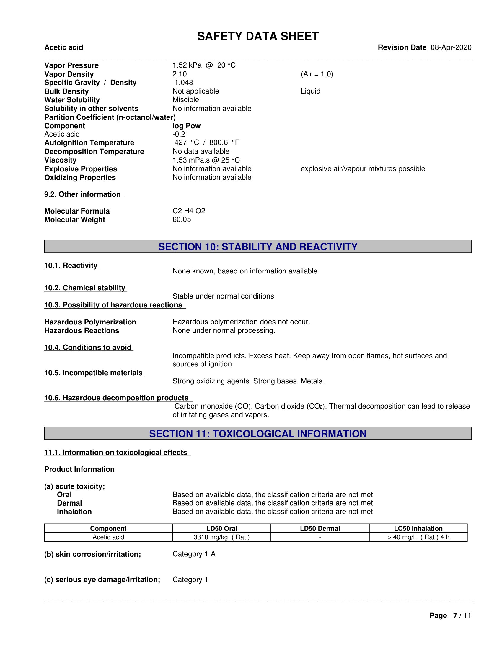 6. Acetic acid 64-19-7 MSDS-07