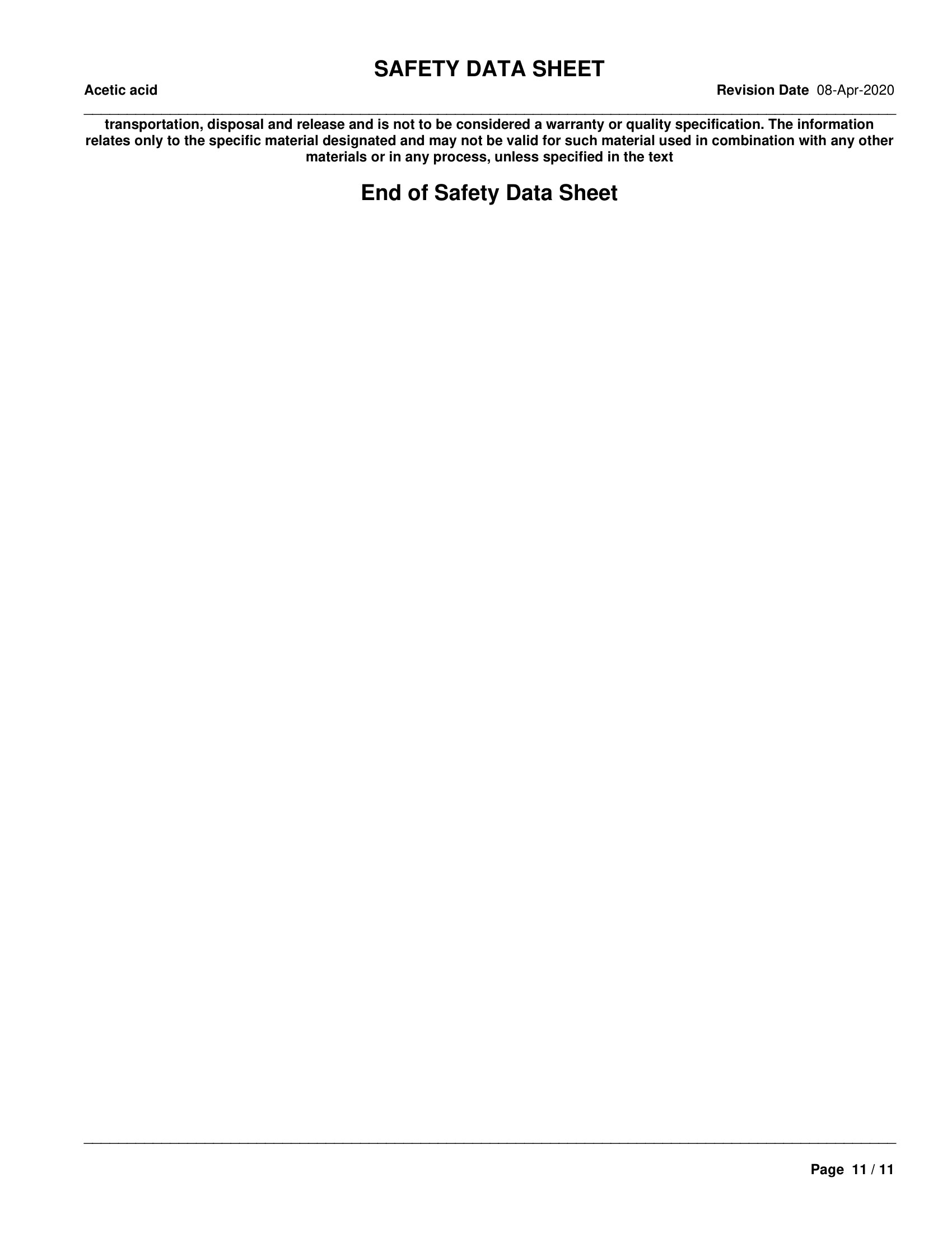 6. Acetic acid 64-19-7 MSDS-11
