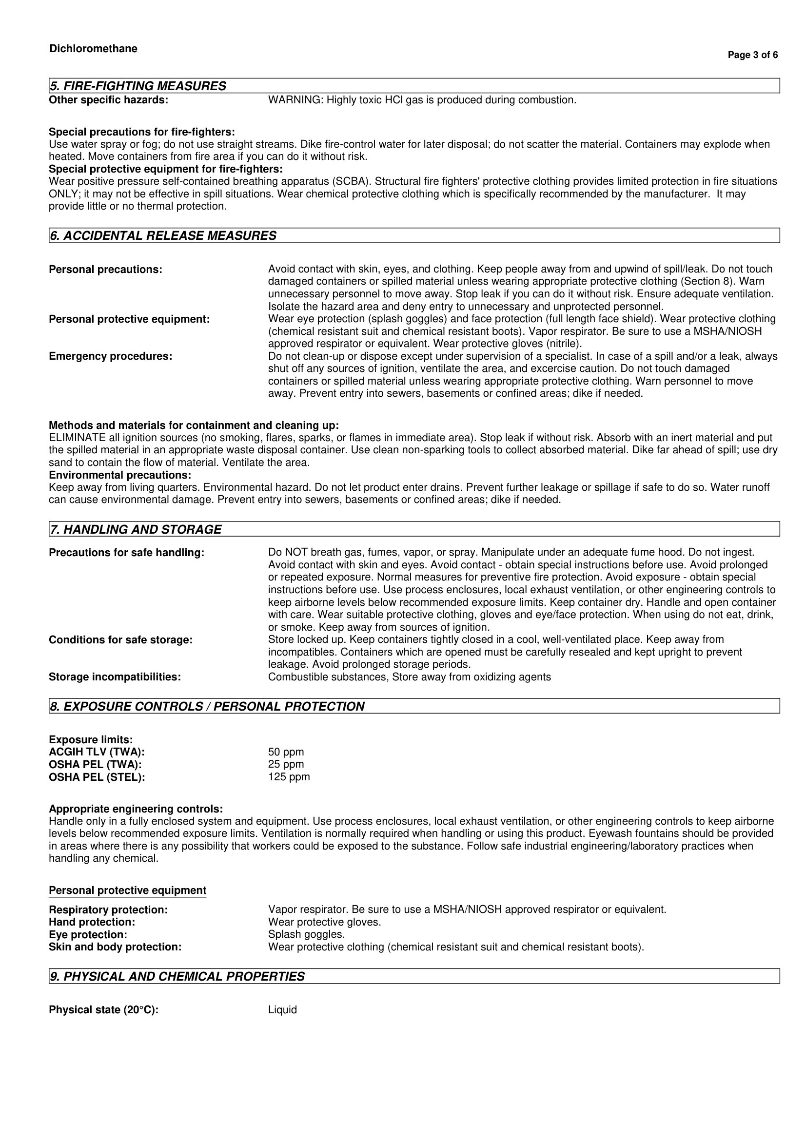 Dichloromethane 75-09-2 MSDS-3