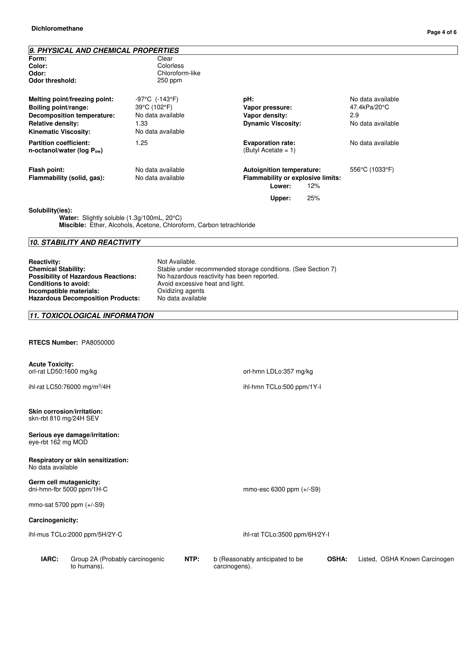 Dichloromethane 75-09-2 MSDS-4