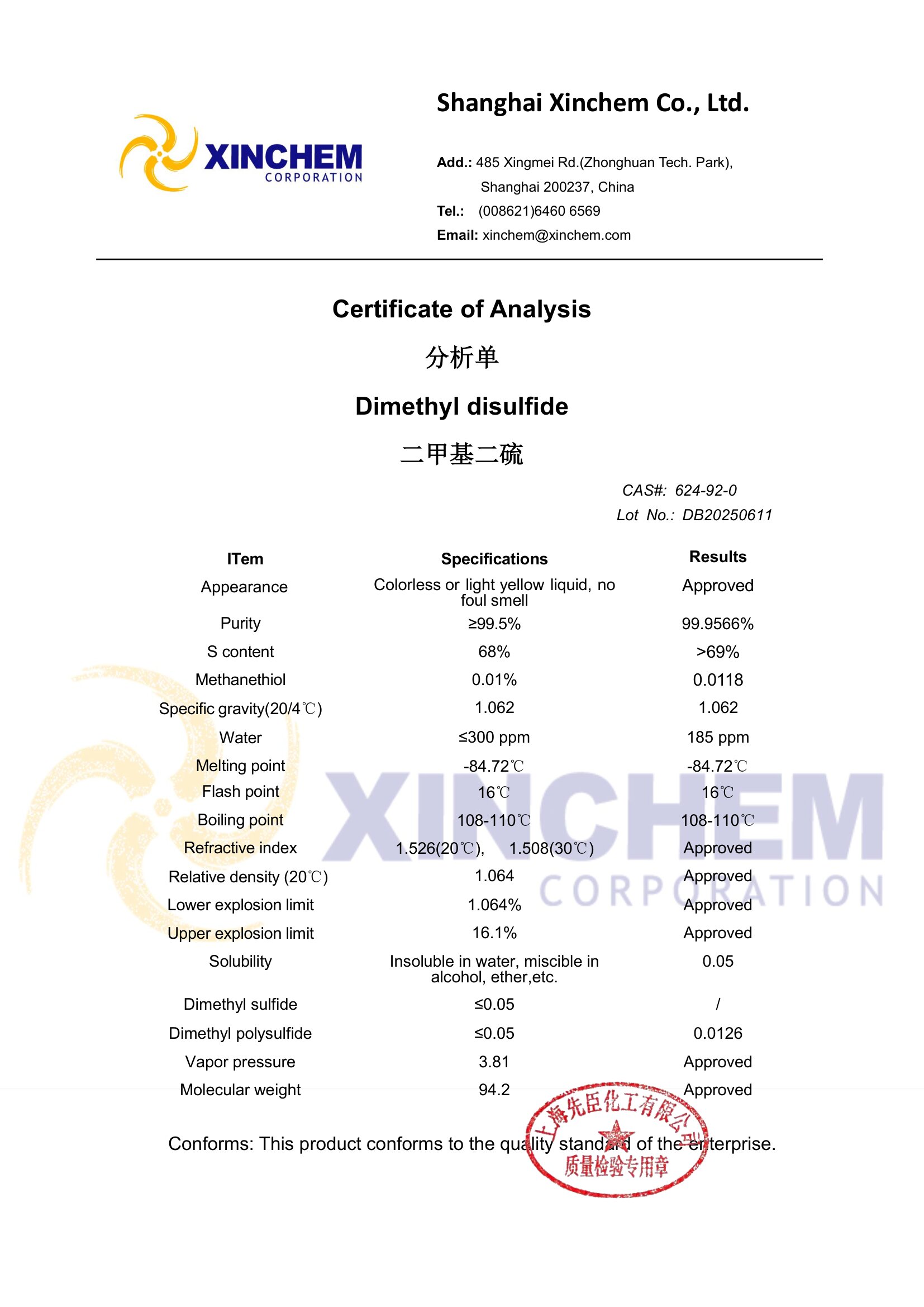 Dimethyl disulfide 624-92-0 COA(3)-1