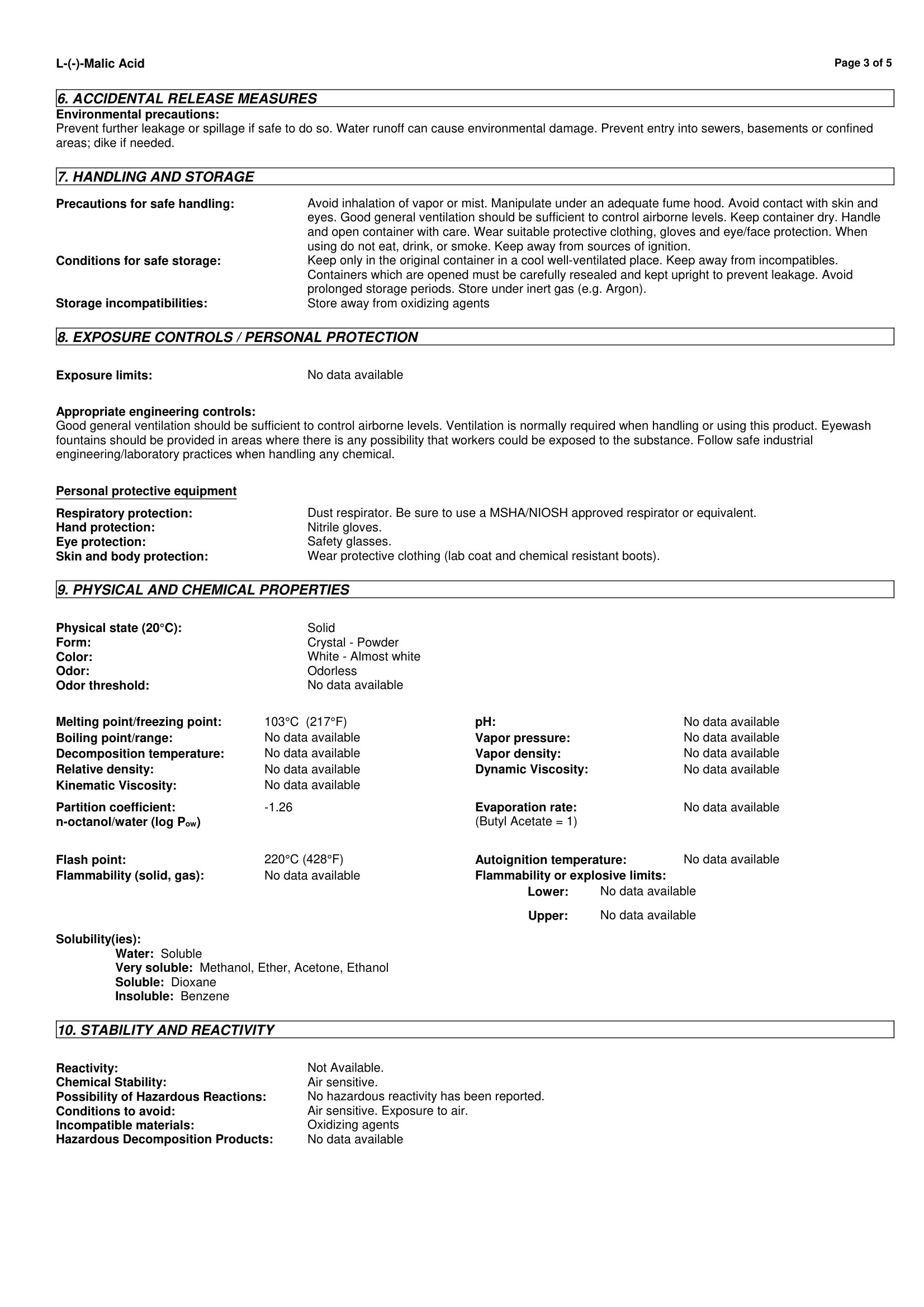 L-(-)-Malic Acid 97-67-6 MSDS-3