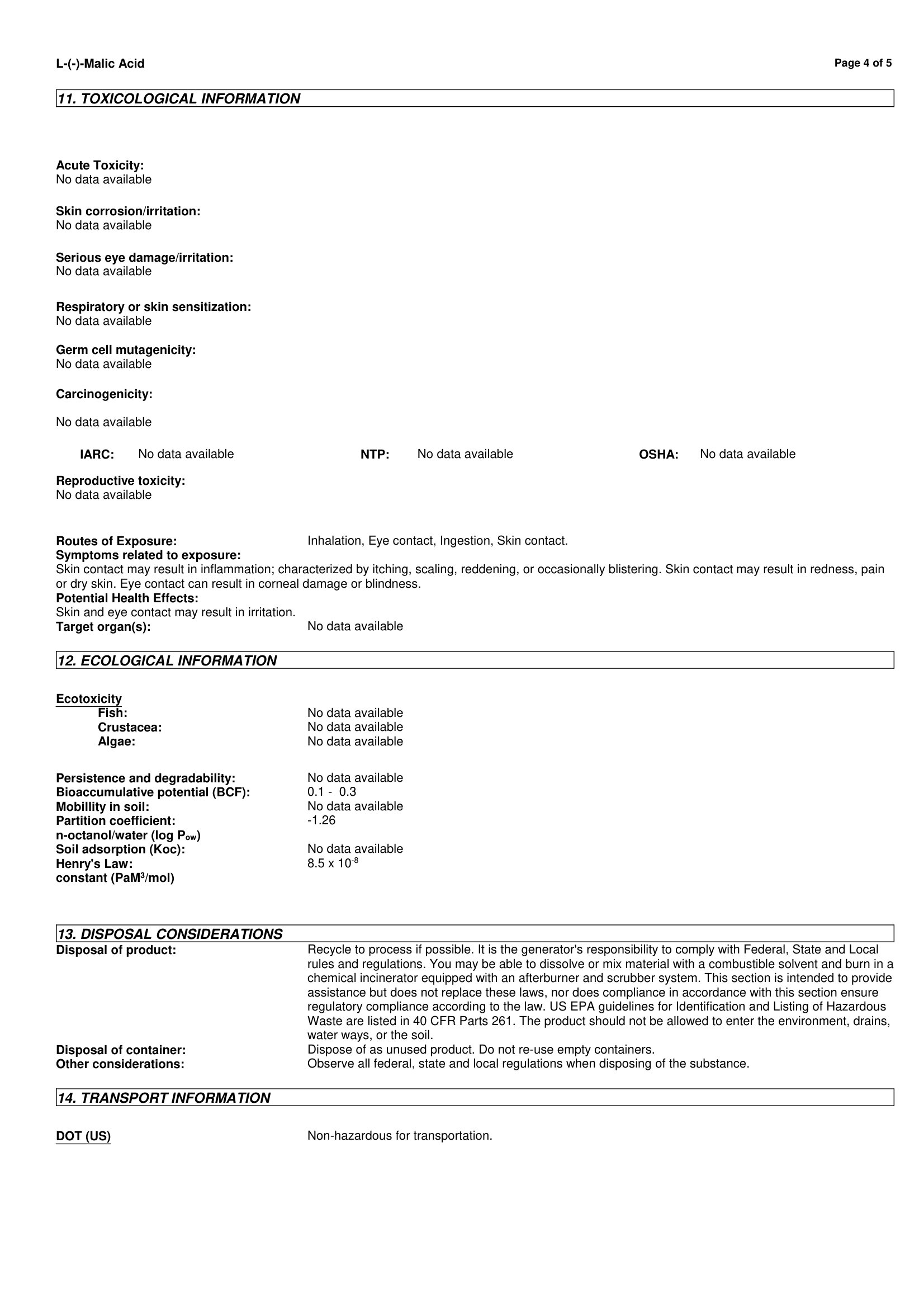 L-(-)-Malic Acid 97-67-6 MSDS-4